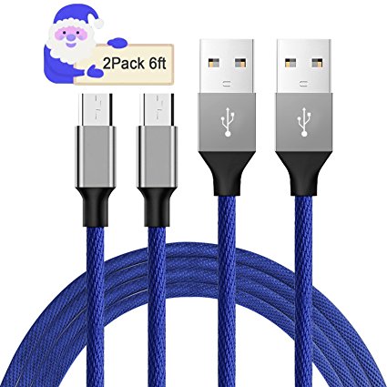 Marchpower, Micro USB Cable Denim Braided 2 Pack 6FT Charging Cable Android 2.0 Sync and Charge Data Cable for Samsung Galaxy S7 S7 Edge Nexus LG HTC Huawei and More Android Devices (Navy Blue)