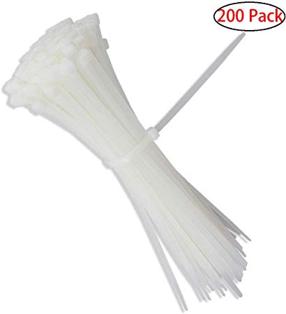 Cable Zip Ties Nylon Heavy Duty Self Locking Wire Ties 8 inch 200 Pieces White