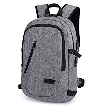 Travel Anti Theft Backpack,Waterproof School Computer Bag with USB Charging and Headphone Port Work Fit 15.6 Inch Laptop (Grey