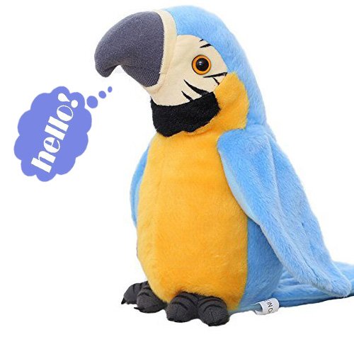 Vincilee Talking Parrot Repeats What You Say Talking Bird Plush Animal Toy Electronic Plush Parrot for Boy and Girl Gift,4.3 x 8.7 inches( Blue )