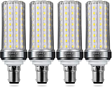 Ankey 16W LED Corn Bulbs, B15 LED Candle Bulbs, 120W Incandescent Equivalent, Cool White 6000K 1600LM, Non-Dimmable, Decorative Chandelier Bulbs - 4 Pack