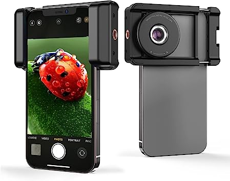 APEXEL Phone Macro Lens, 100X Microscope for Android/iPhone Micro Camera with LED Light CPL Handheld Pocket, Compatible with Smartphone Accessories Macro Focus Glass for Gift.