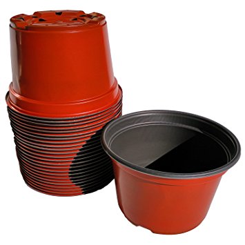 8 Inch Round Plastic Flower Pots Mum Pans (Terracotta Color) Durable, Reusable, Recyclable, Made in the USA (25 Pots)