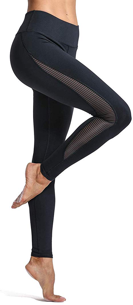 CRZ YOGA Women's Sports 4-Way-Stretch Mesh Tights Workout Yoga Leggings -28 Inches