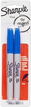 Sharpie Permanent Markers, Fine Point, Blue, 2-Pack (1765449)