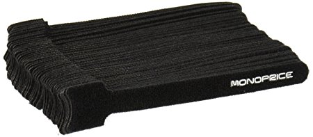 Monoprice Hook & Loop Fastening Cable Ties, 6-inch, 50pcs/pack, Black