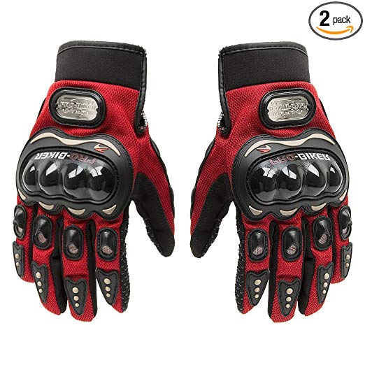 Tcbunny Pro-biker Motorbike Carbon Fiber Powersports Racing Gloves (Red, Large)