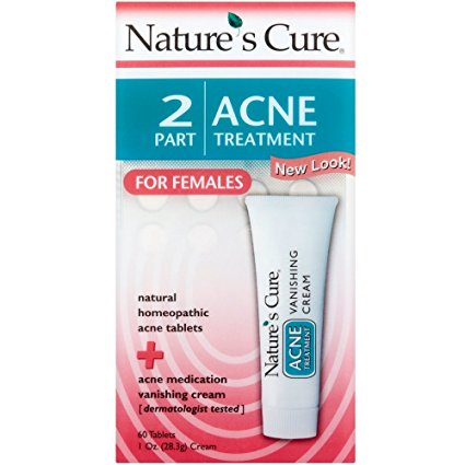 Nature's Cure 2 Part Acne Treatment for Females 60 tablets 1 oz Cream (Pack of 12)
