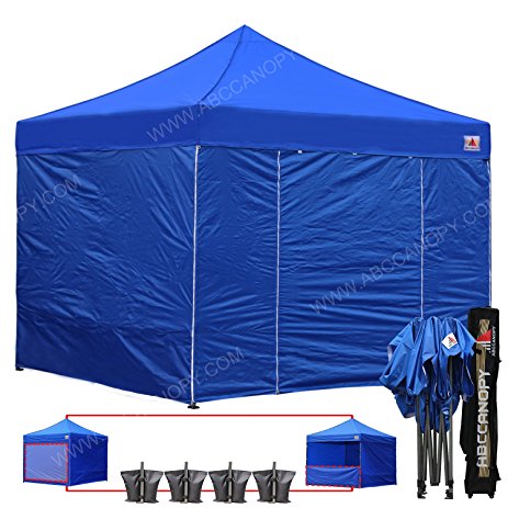 ABCCANOPY Blue 10 X 10 Ez Pop up Canopy Tent Commercial Instant Gazebos with 6 Removable Sides and Roller Bag and 4x Weight Bag