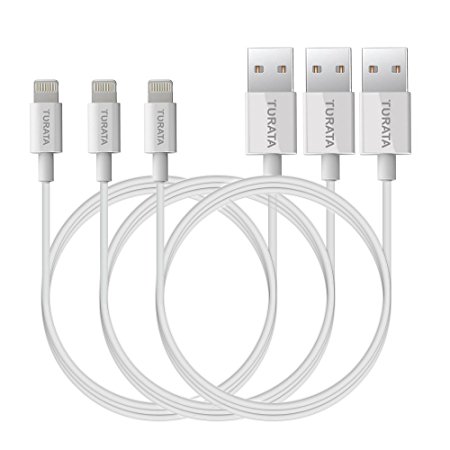 Lightning Cable,Turata (3 Pack) 3ft/0.9m Lightning to USB Cable iPhone Charger Cable for iPhone 5/5S/5C 6/6S Plus iPad mini/Air/Pro iPod touch 5 (White)