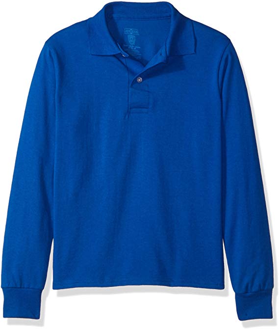 Jerzees Boys' Big Spot Shield Long Sleeve Polo Sport Shirt