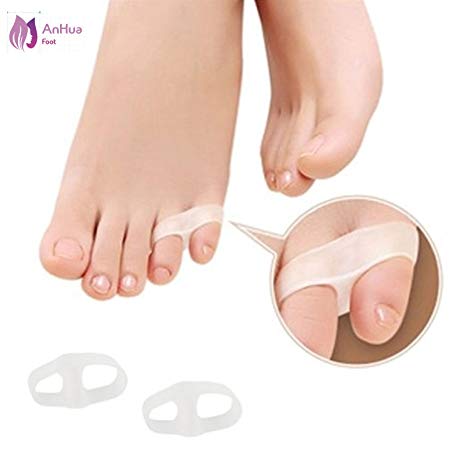 AnHuaUnisex Small Toe Soft Silicone 2 Holes Orthotics Bunion Tail Toe Straightener Separator Shield Protector Spreader Corrector Adjuster Foot Pain Relief
