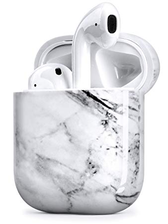 IDweel AirPods Case, 360° Marble AirPods Hard Protective Case Compatiable with Apple AirPods 2 and 1, White Marble
