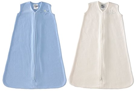 HALO SleepSack Wearable Blankets Micro Fleece - Baby Blue & Cream, 2-Pack, Large