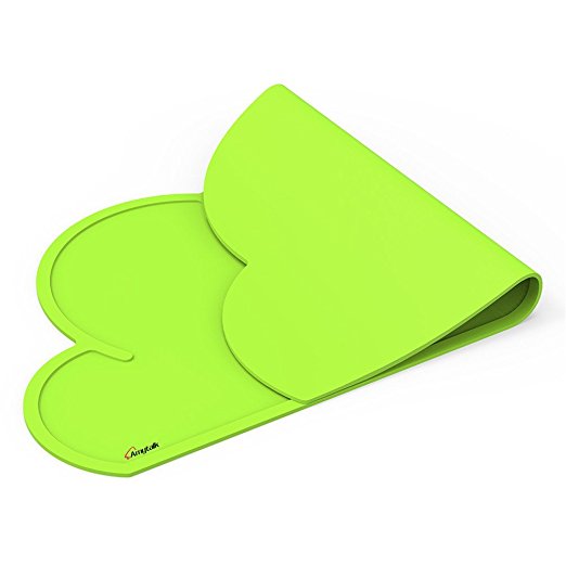Placemats, Amytalk Silicone Place Mats Slip Resistant Infant Tiny Diner Portable Table Mat Meal Mat for Baby Boys and Grils (Green )