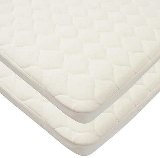 TL Care Waterproof Quilted Pack N Play Playard Size Fitted Mattress Cover Made with Organic Cotton Top Layer, Natural Color, 2 Pack