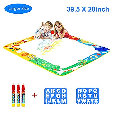 Aquadoodle Mat, Kids Toy Large Water Doodle Mat 39.5" X 28" with 3 Magic Pens 2 Drawing Molds, Kids Educational Learning Toy Gift for Boys Girls Toddlers Age 2 3 4 5 Years Old Toddler Toys