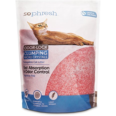 So Phresh Scoopable Odor-Lock Clumping Micro Crystal Cat Litter in Pink Silica, 8 LB