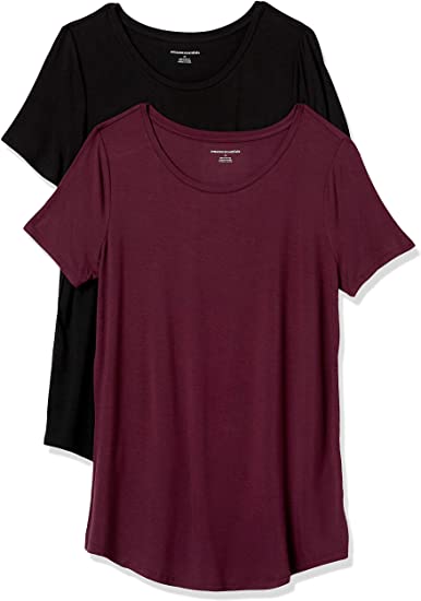 Amazon Essentials Women's Standard 2-Pack Short-Sleeve Scoopneck Tunic