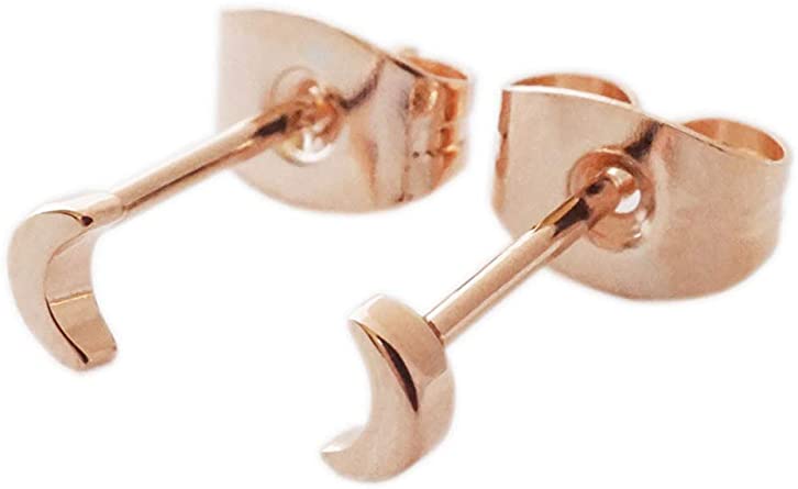 HONEYCAT Mini Moon Stud Earrings in Gold, Rose Gold, or Silver | Minimalist, Delicate Jewelry
