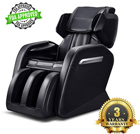 Full Body Massage Chair, Zero Gravity & Air Massage, Foot Roller, Shiatsu Recliner, with Heater and Vibrating Black