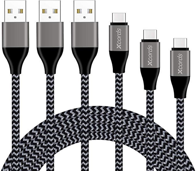 USB Type C Cable, Xcords 3Pack 3FT 6FT 10FT USB A to USB C Cable, Premium Nylon Braided Fast Charger Cable Compatible with Galaxy S9/S8 Plus/Note 9/8 Google Pixel/LG V30 V20