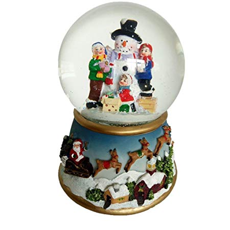 Lightahead Musical Christmas Snowman Polyresin Snow Globe Water Ball LED Light,Flying Snow with 8 melodies