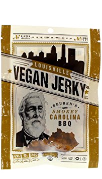 Louisville Vegan Jerky - Smokey Carolina BBQ, Vegetarian & Vegan Friendly Jerky, 9 Grams of Non-GMO Soy Protein, Gluten-Free Ingredients (3 oz.)