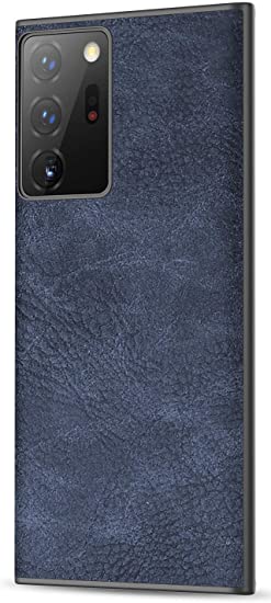 Galaxy Note 20 Ultra Case, Salawat Slim PU Leather Vintage Shockproof Phone Case Lightweight Soft TPU Bumper Hard PC Hybrid Protective Case for Samsung Galaxy Note 20 Ultra 5G 6.9 Inch (Blue)