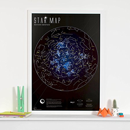 Glow in the Dark Star Map - Constellations are illuminated at night - Gift Poster - A1 23.4 (w) x 33.1 (h) inches