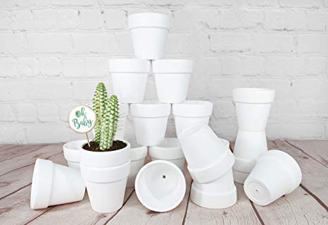 My Urban Crafts 20 Pcs- 2.5" Small Mini Terra Cotta Clay Pot Ceramic Pots Pottery Planters Cactus Succulent Nursery Flower Pots- Great for Plants, Crafts, Wedding Bridal Favors (Matte White Bisque)
