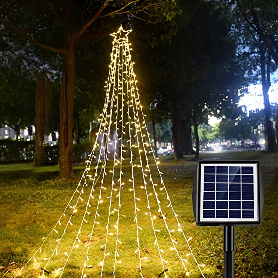 Ankway 370 LED Catena luminosa Solare, Stringa Luci Solari Impermeabili IP67 Lucine da Esterno Decorative per Addobbo Capodanno, Vacanze, Matrimoni, Feste da Cortile, Giardino, Albero Natale