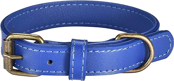 Black Rhino Blue Leather Collars for Dogs - Adjustable Heavy Duty Dog Collar for All Breed - Comfortable Genuine Leather Dog Puppies Collars - Strong Collars for Large and Small Breed Dogs