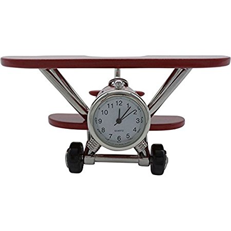 Metal Airplane Clock Red by Design Gifts