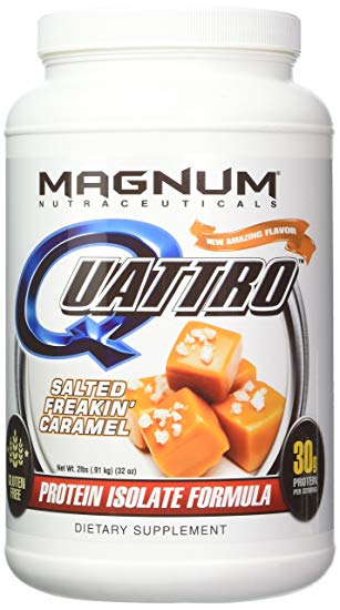 Magnum Nutraceuticals Quattro Protein Powder - 2lbs - Salted Freakin Caramel - Pharmaceutical Grade Protein Isolate - Lactose Free - Gluten Free - Peanut Free