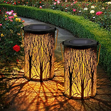 Solar Lanterns Outdoor,OxyLED 2 Pack Solar Garden Lights Outdoor Hanging Lantern IP44 Waterproof LED Solar Garden Lantern for Patio Backyard Pathway(Warmwhite)