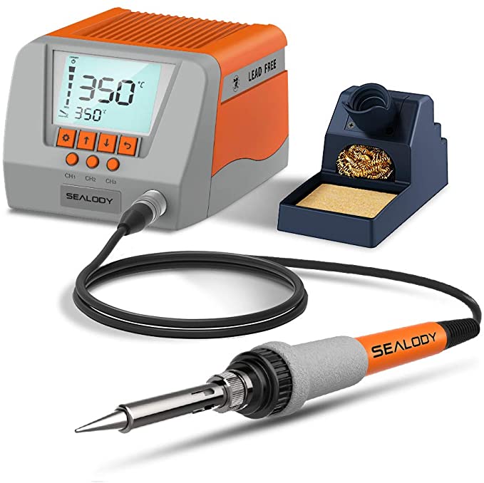 60W Soldering Iron Station,2.9’’ LED Display Digital Soldering Station with 356℉-896℉ Temperature Control,Auto Standby & Sleep, Password Lock and Short Circuited protection
