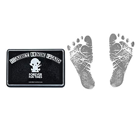 Baby Hand and Footprint Kit by Forever Fun Times | Get Hundreds of Detailed Prints with One Baby Safe Ink Pad | Easy to Clean, and Works with Any Paper or Card | Clean and Safe (Black)