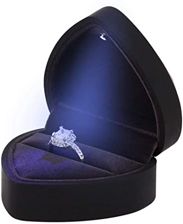 Naimo Engagement Ring Box Earrings Coin Jewelry Ring Box Case with LED Lighted up for Proposal Engagement Wedding Gift