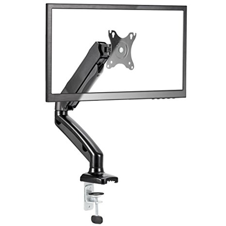 iKross Single Arm Monitor Desk Mount with C Clamp & Grommet Base / Gas Spring Arm / Detachable VESA Plate for 13 - 27 inch LED/LCD VESA Screen
