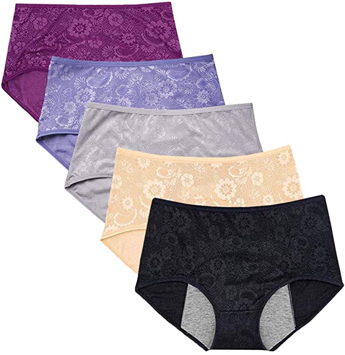 Youc-US Women Menstrual Period Panties Menstrual Underwear Jacquard Easy Clean Panties US Size XXS-4XL/11
