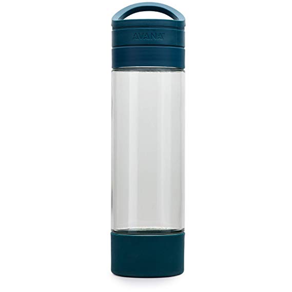 Avana Makai Glass Water Bottle, 19oz, Deep Sea Green