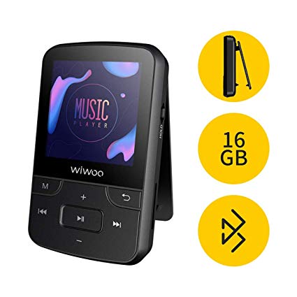 Clip Sport 16GB MP3 Player with Bluetooth 4.0, Digital Audio Music Player with FM Radio Voice Recorder Extendible Storage Up to 128GB