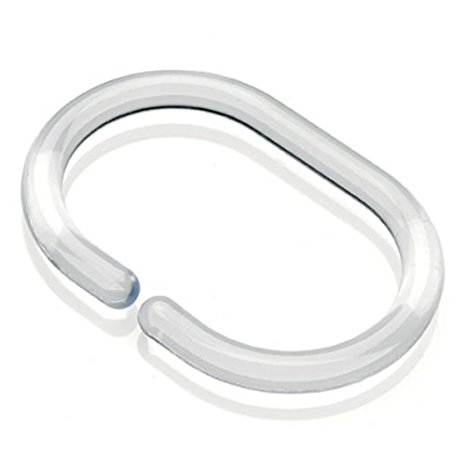 Croydex Clear Shower Curtain C-Rings, Pack of 12, Clear