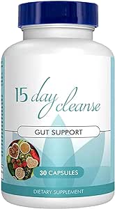 15 Day Gut Cleanse 1 Pack, Colon Broom Support, Detox Cleanse with Senna, Cascara Sagrada & Psyllium Husk, for Men and Women, 30 Capsules