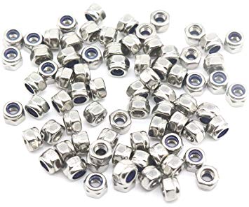 100Pcs M3 x 0.5mm 304 Stainless Steel Self-Lock Nylon Inserted Hex Lock Nuts, Self Clinching Nuts