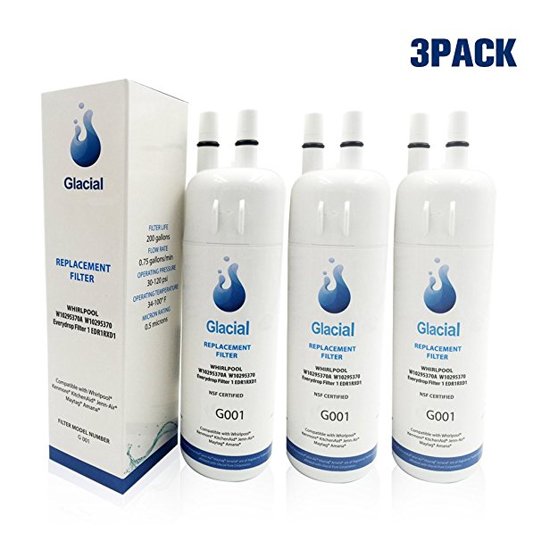 Glacial Pure Refrigerator Water Filter Replacement for EDR1RXD1, W10295370A, W10295370, Filter 1, 46-9930