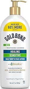 Gold Bond Healing Sensitive Daily Body & Face Lotion with Aloe Moisturizes, Heals & Soothes Dry, Sensitive Skin, Value Size, 21 oz.