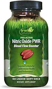 Irwin Naturals Pro-Active Nitric Oxide PWR - 60 Liquid Soft-Gels - Blood-Flow Booster with L-Citrulline, Beet Root & Red Spinach