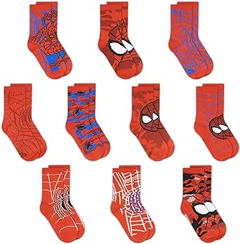 Marvel Spiderman Boys Socks, 10-Pack of Decorative Spiderman Toddler Socks, Amazing Legends Socks for Boys